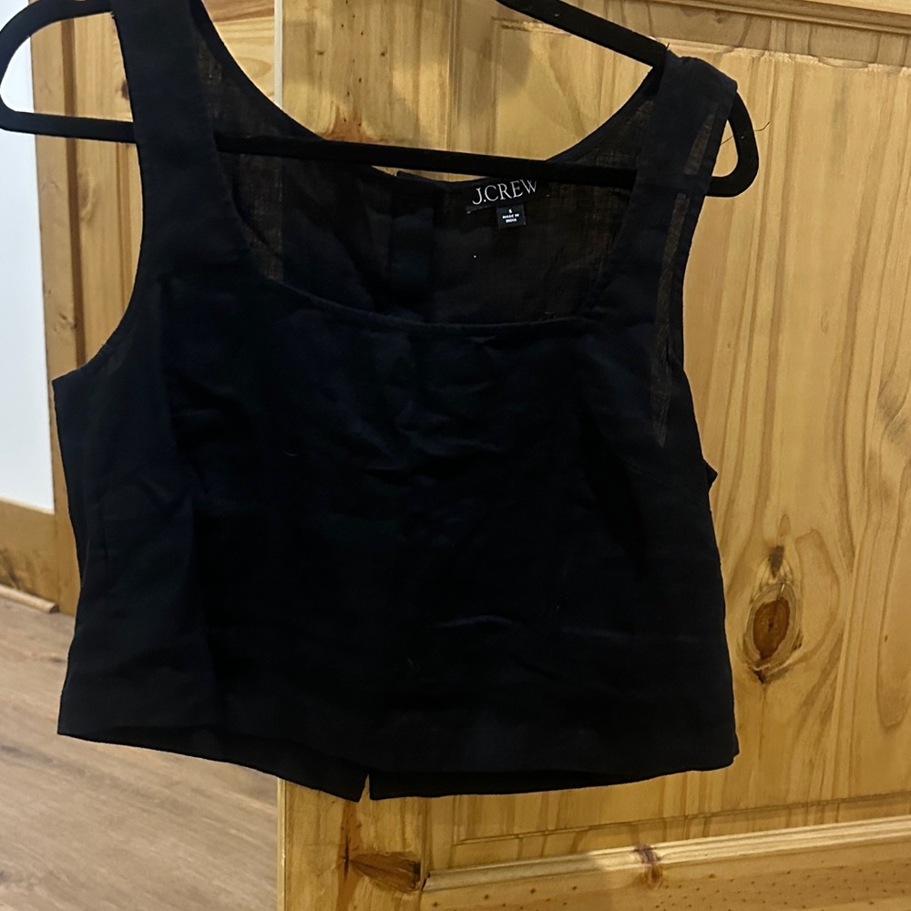 Jcrew black linen crop tank